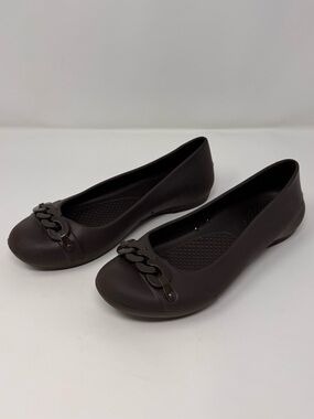 Crocs Brown Gianna Flats, Sz W 6, comfy work casual classic preppy dressy